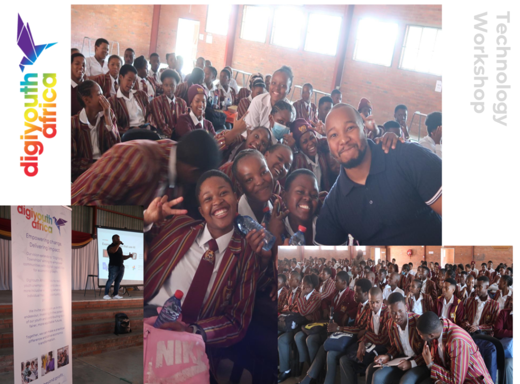High school learners at a DigiYouth Africa technology workshop